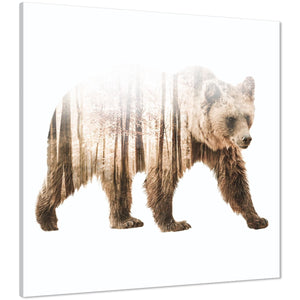 Grizzly Bear Canvas Wall Art Picture - Brown