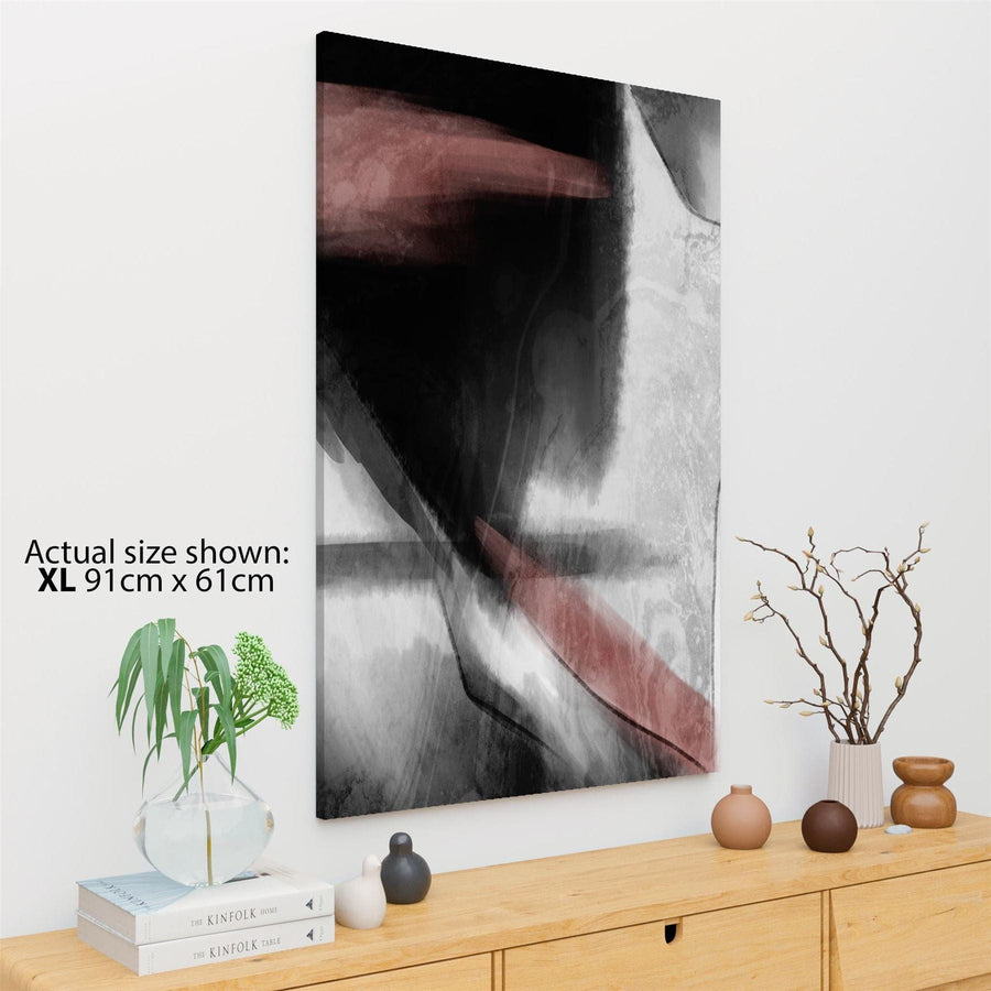 Abstract Black and White Pink Illustration Canvas Art Pictures