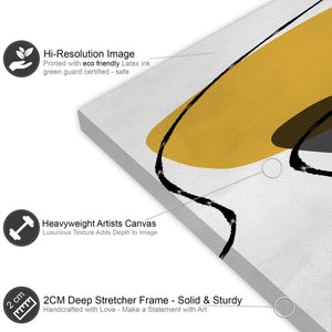 Abstract Mustard Yellow Grey Stones Design Canvas Art Pictures