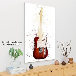 Electric Guitar Canvas Art Pictures Red Music Themed