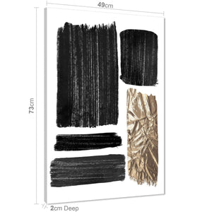 Abstract Black Gold Brushstrokes Watercolour Canvas Art Prints