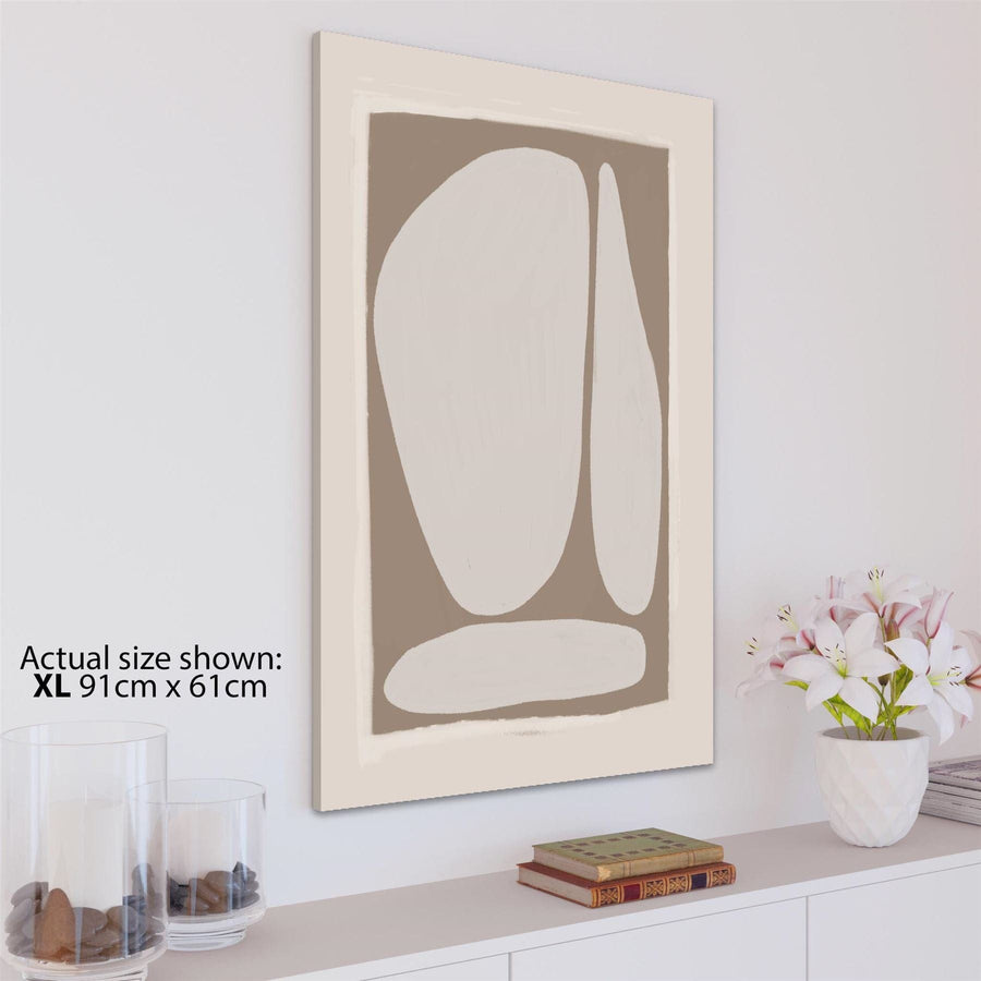 Abstract Natural Cream Taupe Impression Painting Canvas Wall Art Print