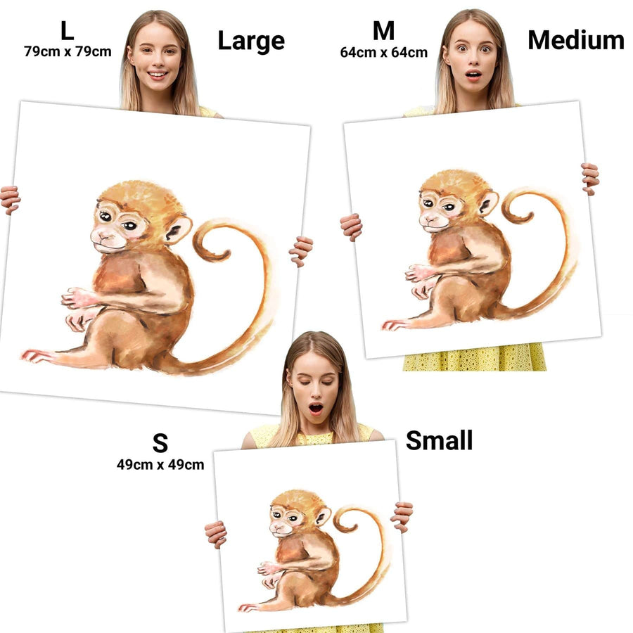 Baby Monkey Canvas Art Prints - Brown