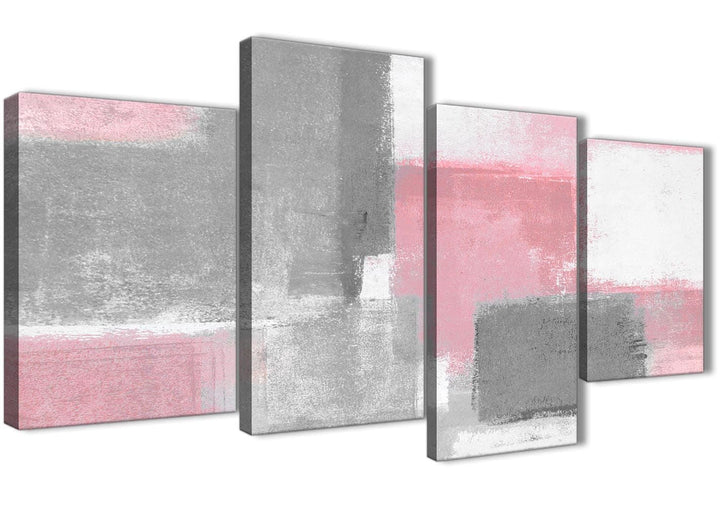 Large Blush Pink Grey Painting Abstract Bedroom Canvas Pictures Decor - 4378 - 130cm Set of Prints - 4378