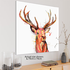 Stag Canvas Wall Art Print - Multi Coloured