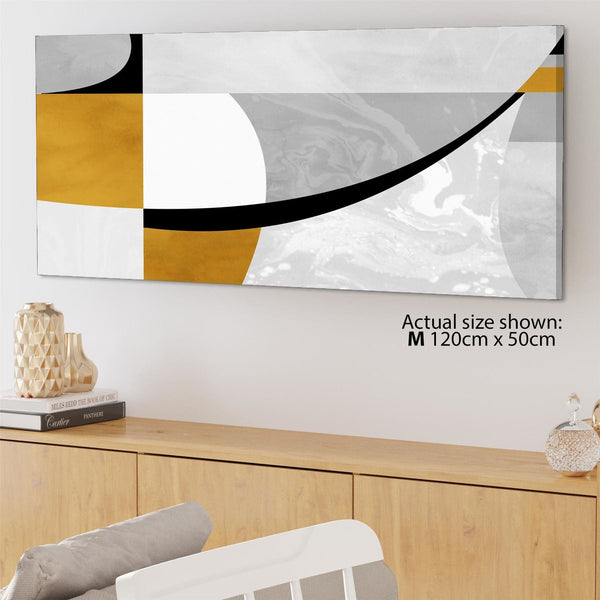 Abstract Mustard Yellow Grey Painting Canvas Art Pictures