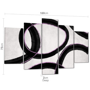 Abstract Black and White Pink Loops Framed Wall Art Print