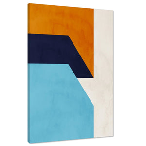 Abstract Blue Orange Triangles Canvas Wall Art Print