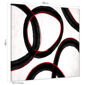 Abstract Black and White Red Illustration Canvas Art Prints