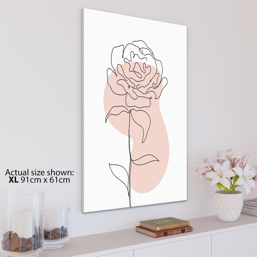 Pink Black Floral Line Drawing Floral Canvas Art Pictures