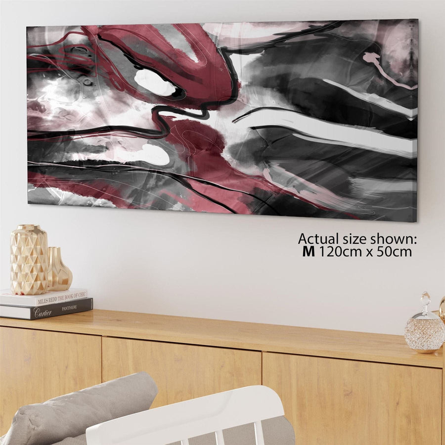 Abstract Red Grey Black Watercolour Canvas Wall Art Print