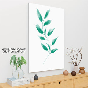 Emerald Green Vine Leaves Floral Canvas Wall Art Print