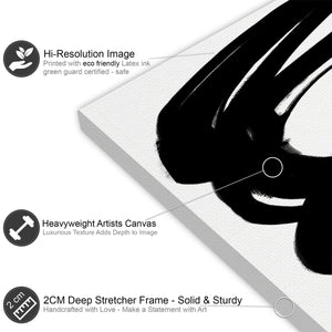 Abstract Black and White Scrolls Brushstrokes Painting Canvas Wall Art Print