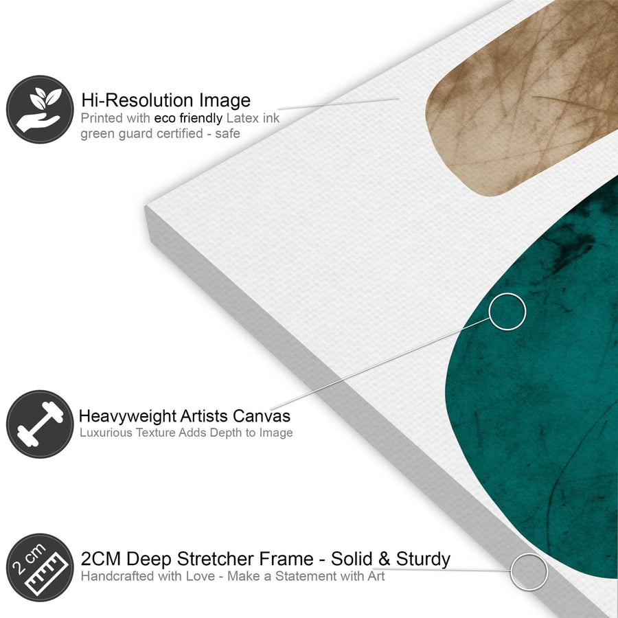 Abstract Brown Teal Watercolour Canvas Wall Art Picture