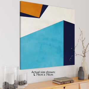 Abstract Blue Orange Triangles Geometric Design Canvas Art Prints