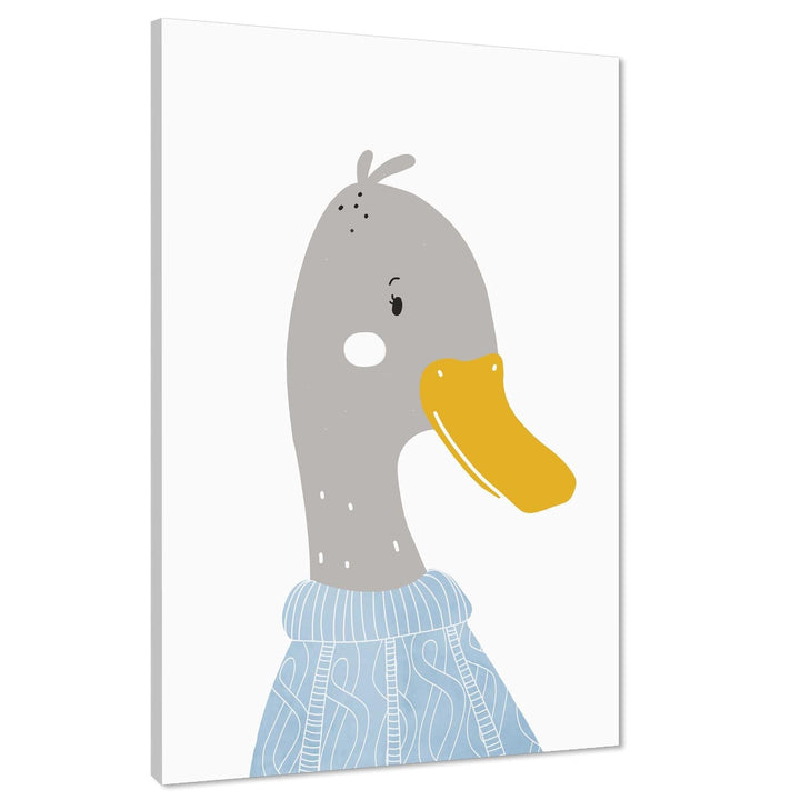 Duck Childrens - Nursery Canvas Wall Art Picture Yellow Sky Blue - 1RP1204M