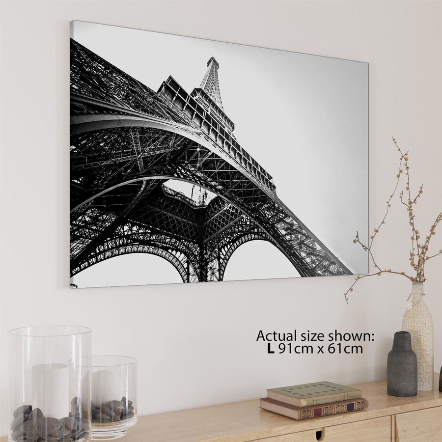 Architecture  Canvas Wall Art Picture Eiffel Tower Grey White