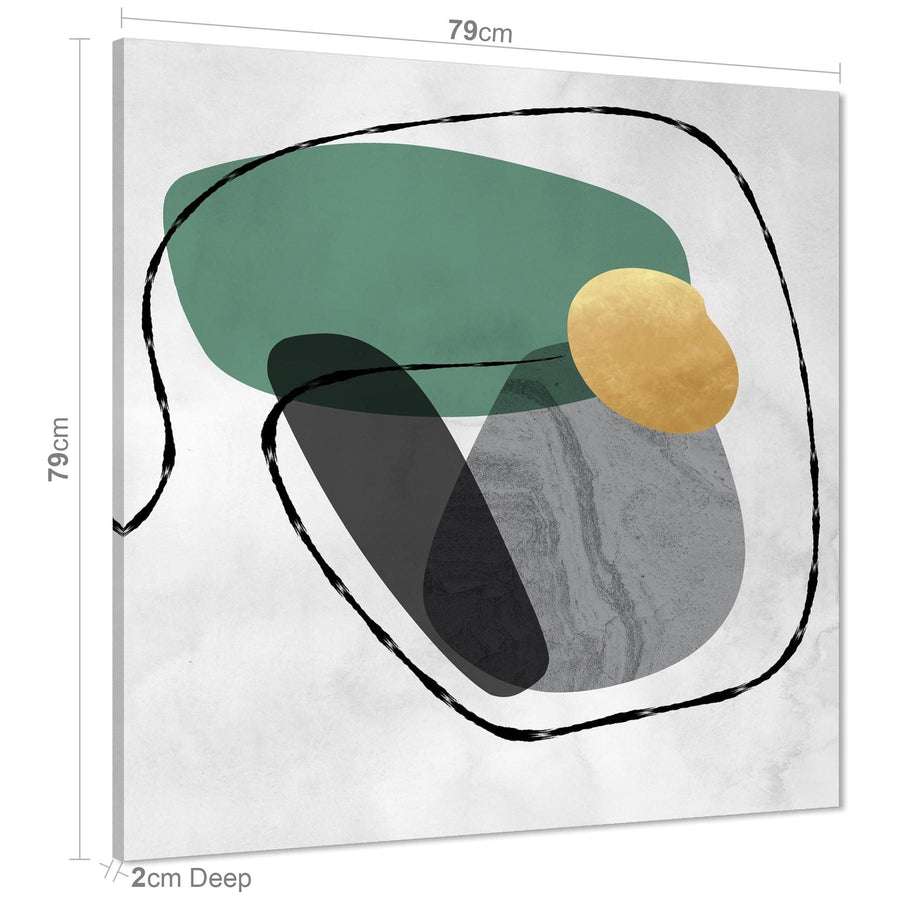 Abstract Green Grey Stones Design Canvas Wall Art Picture