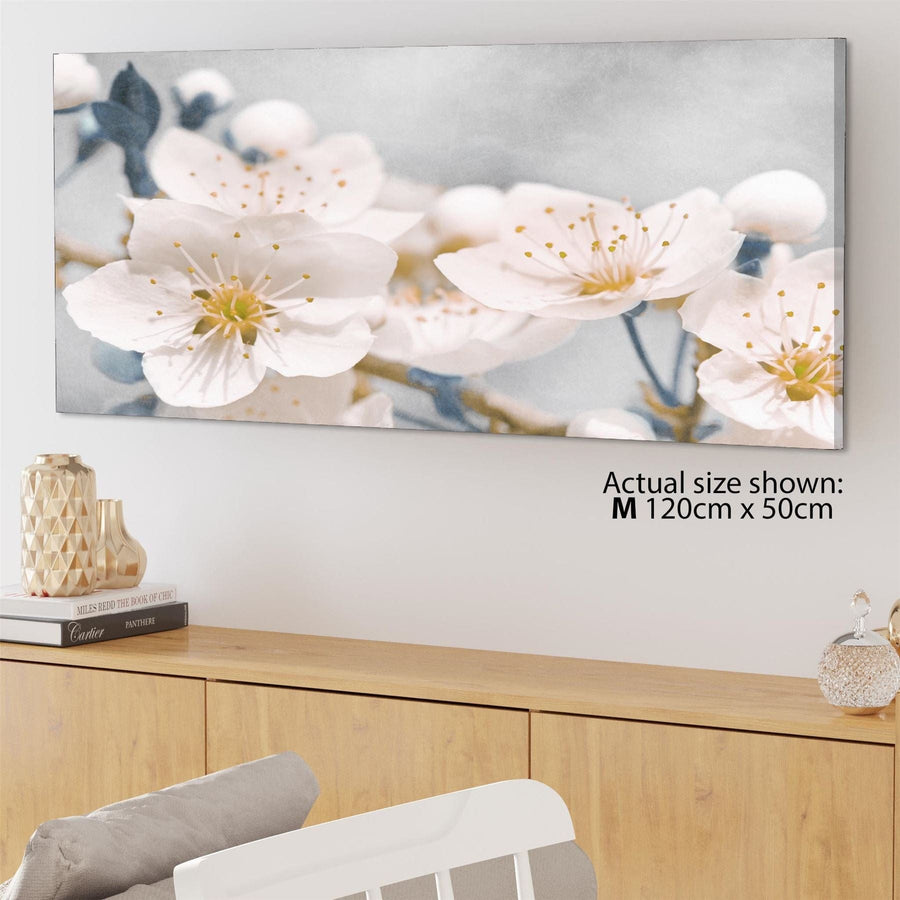 Yellow Blue Flowers Floral Canvas Art Prints