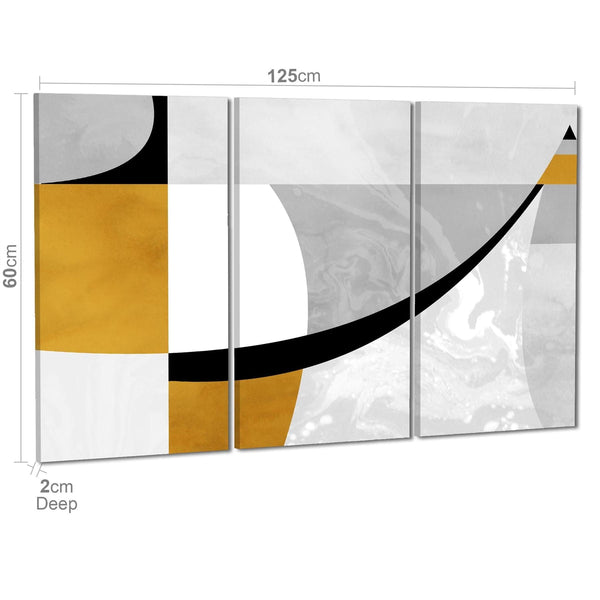 Abstract Mustard Yellow Grey Painting Canvas Art Pictures