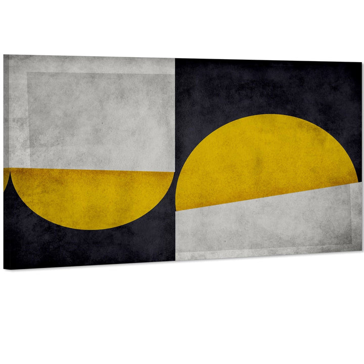 Abstract Mustard Navy Design Canvas Wall Art Picture - 1705