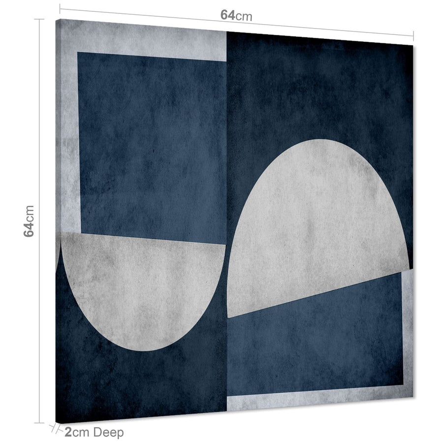 Abstract Navy Grey Watercolour Canvas Wall Art Print