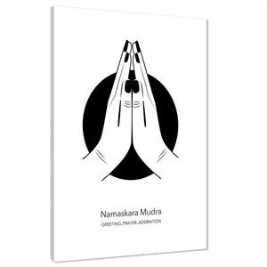 Hands - Namaskara Mudra Canvas Wall Art Picture Black and White