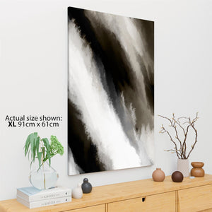 Abstract Beige Grey Oil Paint Effect Canvas Wall Art Print