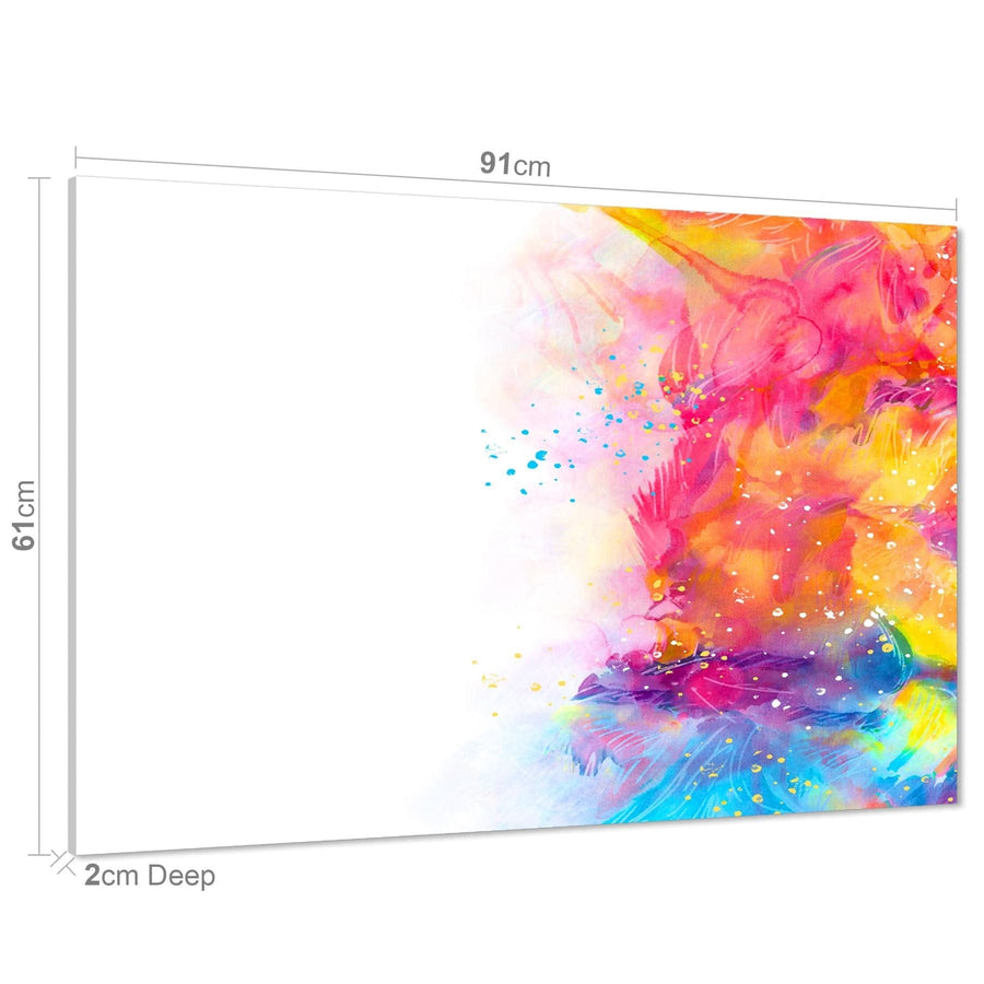 Abstract Multi Coloured Brushstrokes Watercolour Canvas Art Prints