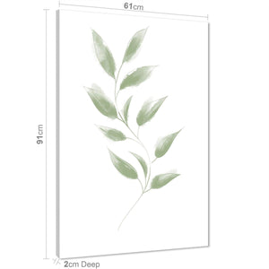 Green Vine Leaves Line Drawing Floral Canvas Wall Art Print