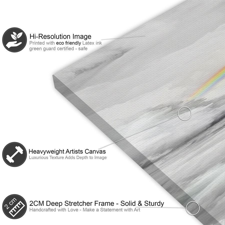 Rainbow In The Clouds Canvas Art Pictures Multi Coloured Grey