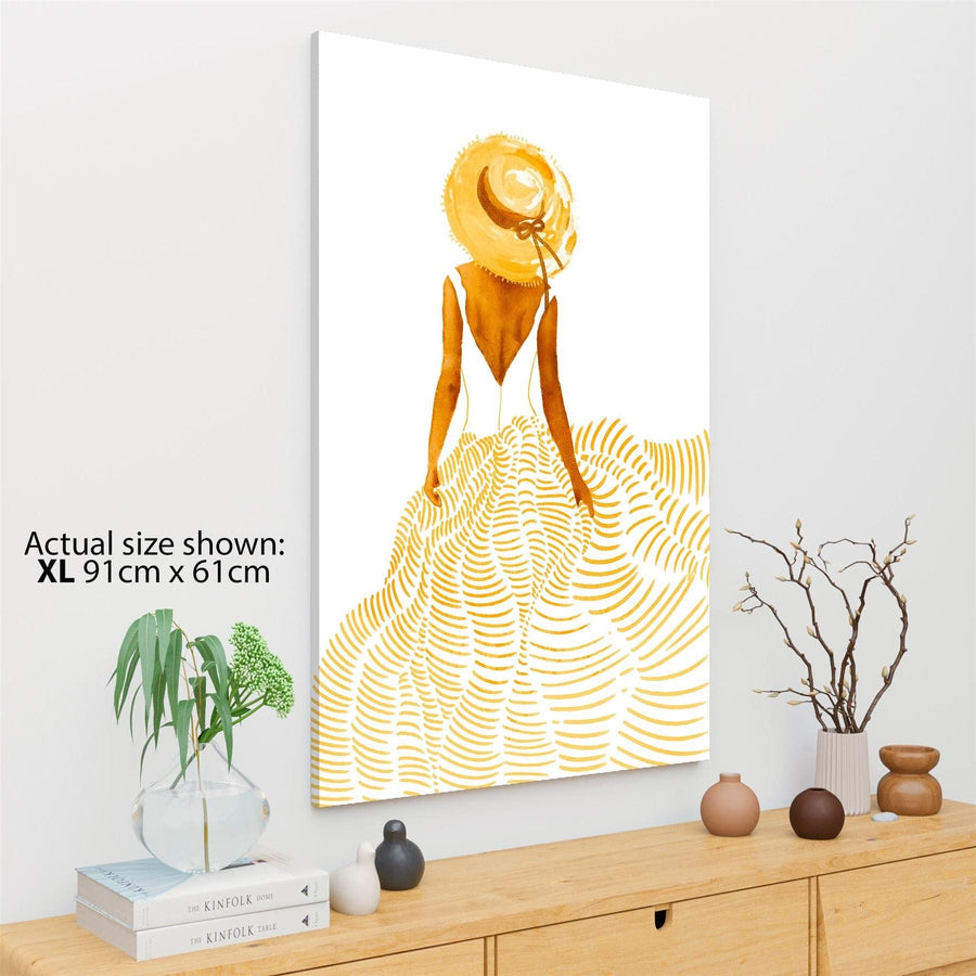 Terracotta Figurative Lady - Flowing Canvas Wall Art Picture