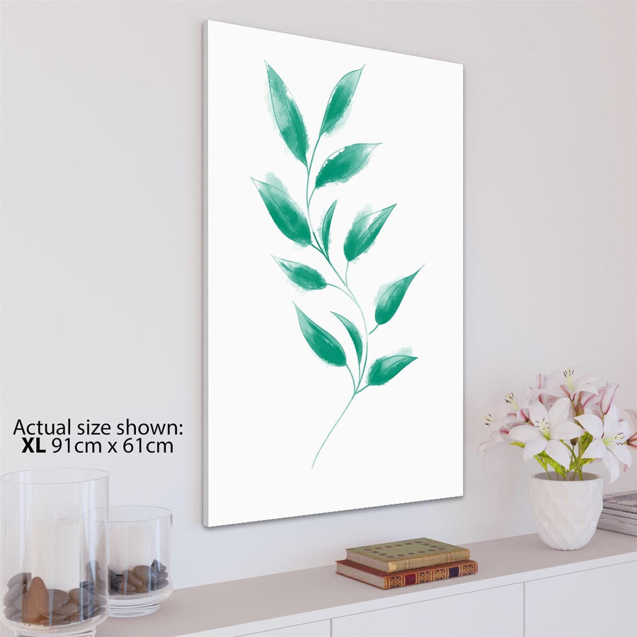 Emerald Green Vine Leaves Floral Canvas Wall Art Print