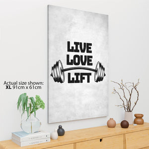 Weight Lifting - Live Love Lift Canvas Art Pictures Black Grey