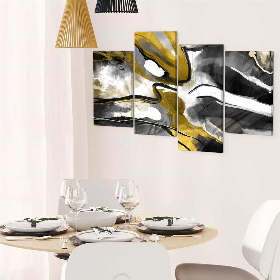 Abstract Black Yellow Illustration Framed Wall Art Picture