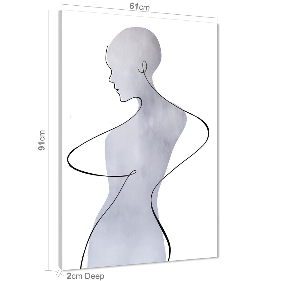 Grey Black and White Figurative Wishing Figurative Abstract Canvas Wall Art Print