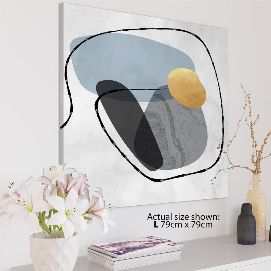 Abstract Light Blue Grey Stones Design Canvas Art Prints