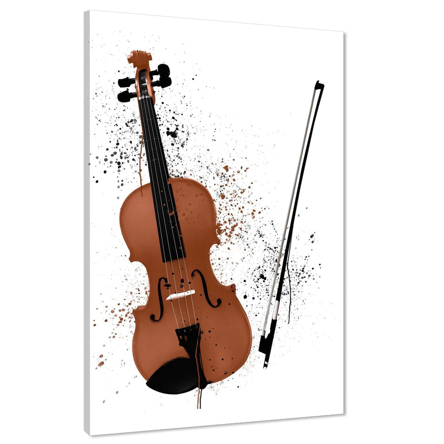 Violin and Bow Framed Art Pictures Brown Black Music Themed