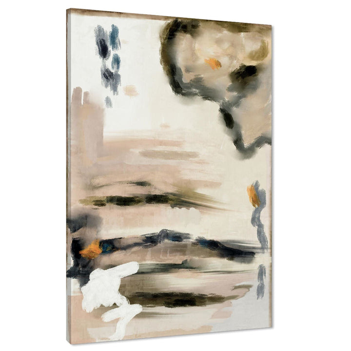 Abstract Blush Pink Black Watercolour Brushstrokes Framed Wall Art Picture - 11019