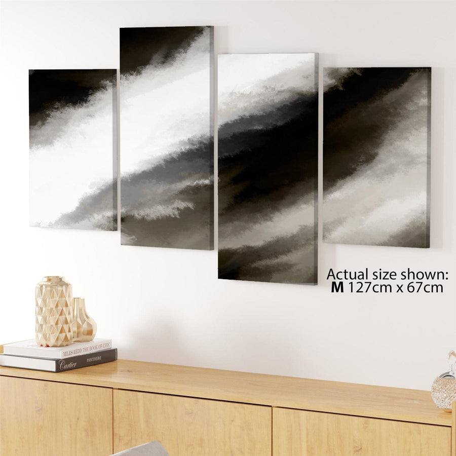 Abstract Beige Grey Oil Paint Effect Canvas Wall Art Print