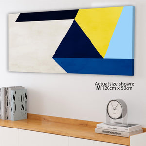 Abstract Blue Yellow Geometric Triangle Design Canvas Art Prints