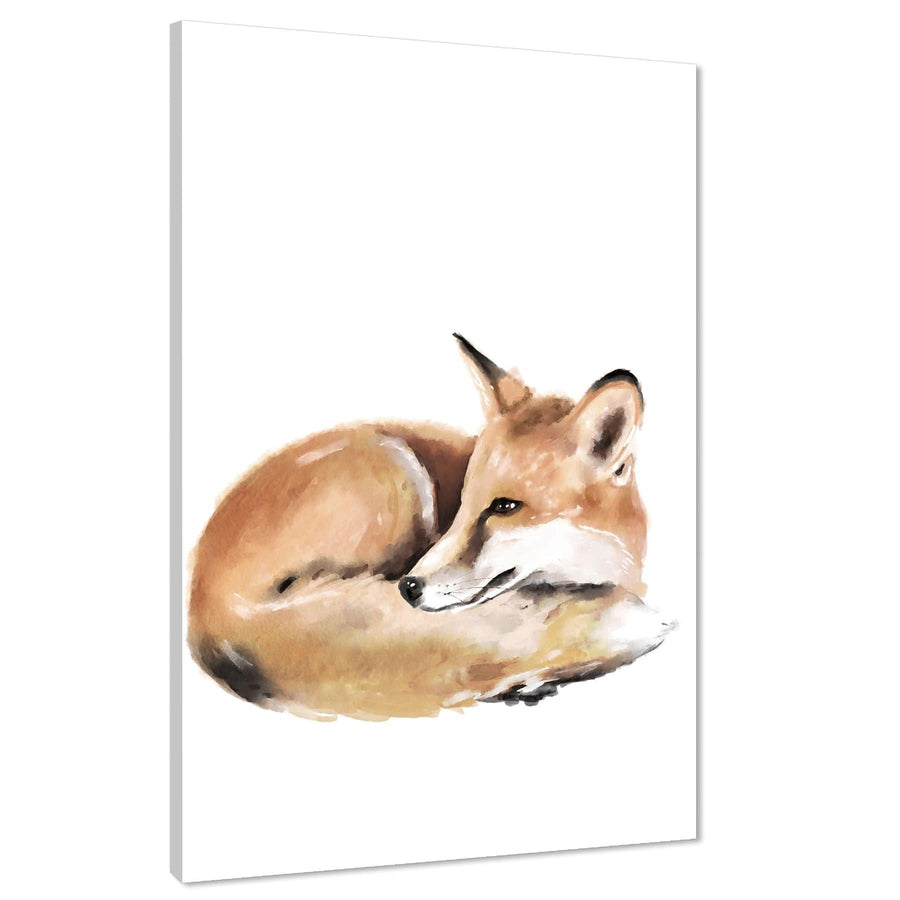 Fox Canvas Wall Art Print - Brown