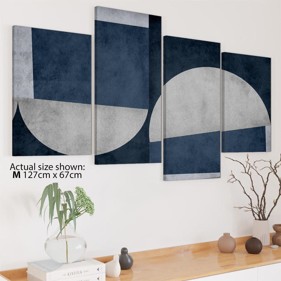 Abstract Navy Grey Watercolour Canvas Wall Art Print