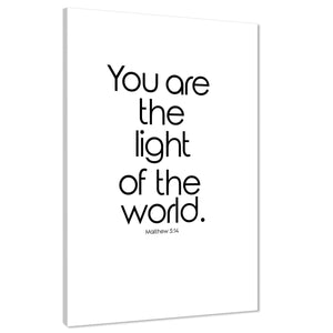 You Are the Light Quote Word Art - Typography Canvas Print Black and White