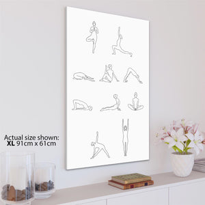 Black and White Figurative Yoga Poses Positions Canvas Art Prints