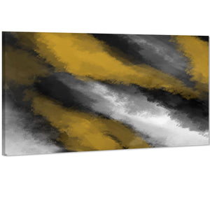 Abstract Mustard Yellow Grey Oil Paint Effect Canvas Art Prints