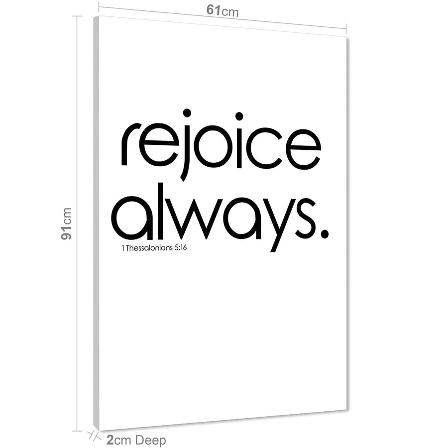 Rejoice Always Bible Quote Canvas Art Prints Black and White