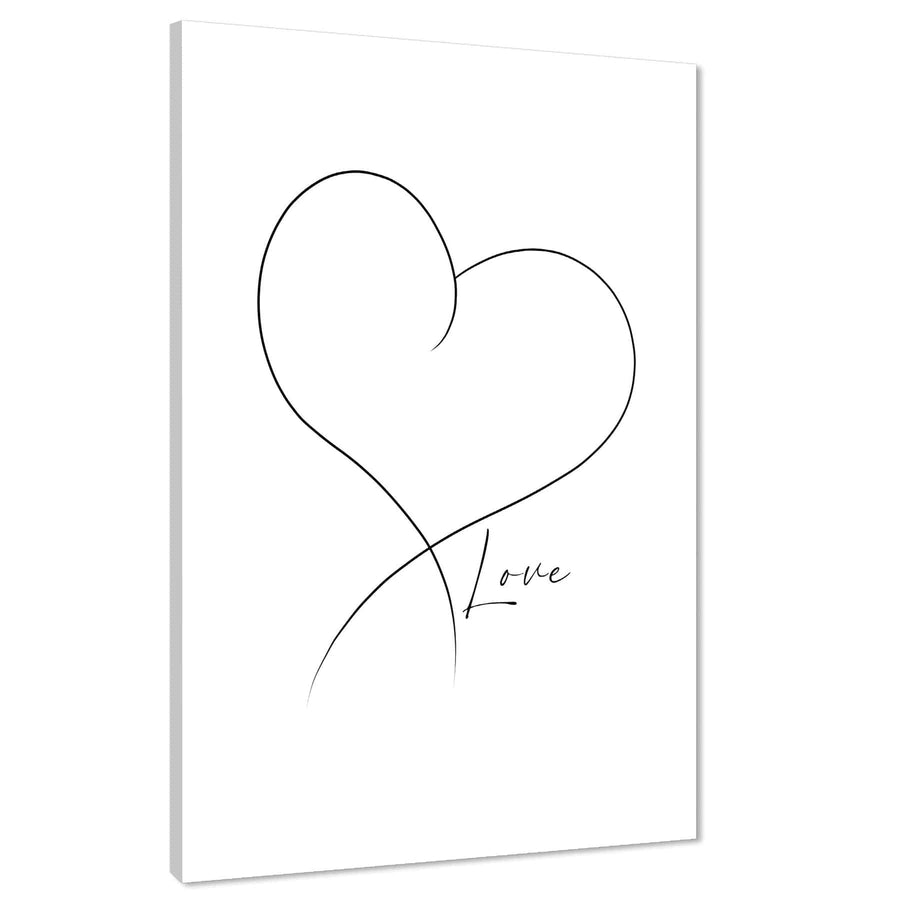 Love Heart Quote Word Art - Typography Canvas Print Black and White