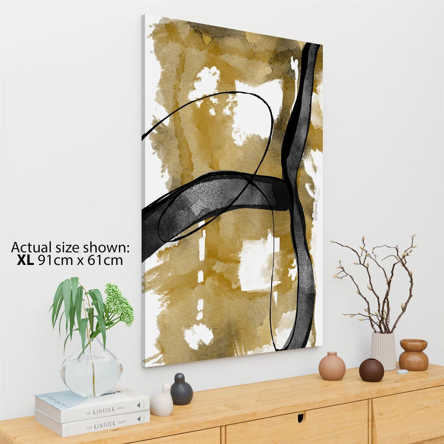 Abstract Yellow Black Graphic Canvas Wall Art Picture