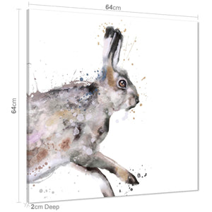 Hare Canvas Wall Art Picture - Grey